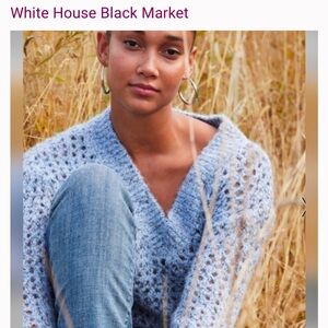White House Black Market Blue weave sweater with sequins